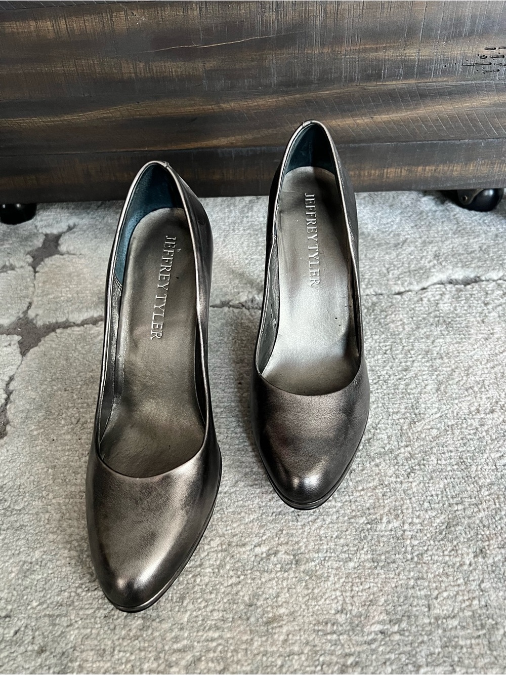 Jeffrey Tyler Metallic Charcoal Pointed-Toe Pumps